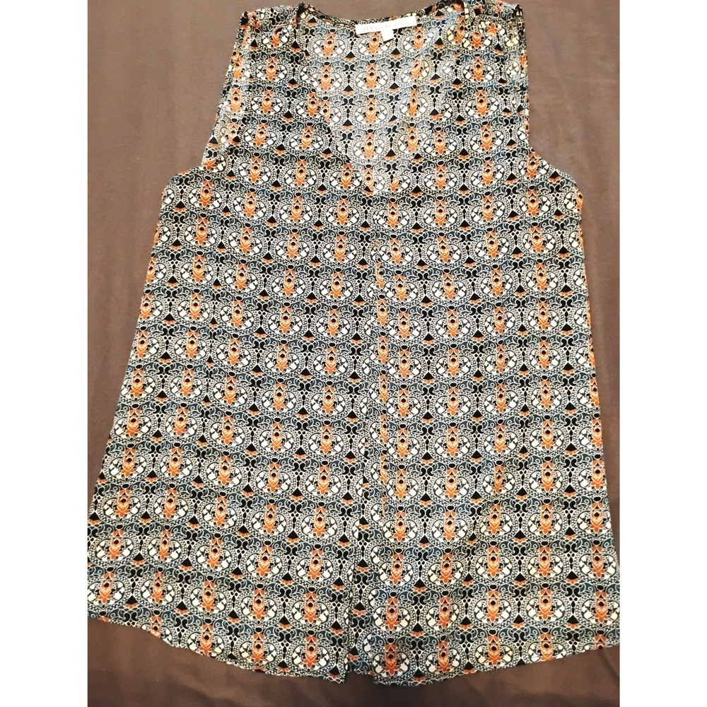 🩵Daniel Rainn Whimsygoth Peasant Boho slouchy 90s Print Sleeveless V-Neck Top - Picture 1 of 5